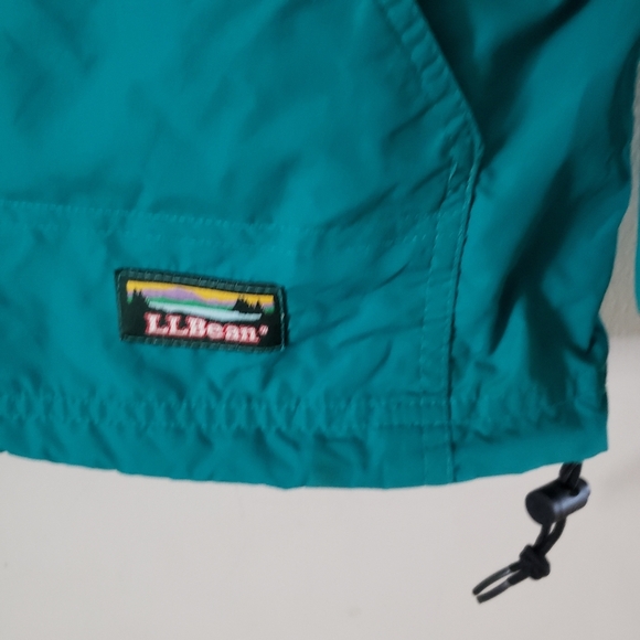 Vintage LL Bean women Large Green Anorak Nylon Windbreaker Hooded 1/4 Zip Jacket - Picture 7 of 7